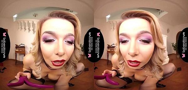  Solo blonde woman, Nikky Dream is masturbating, in VR